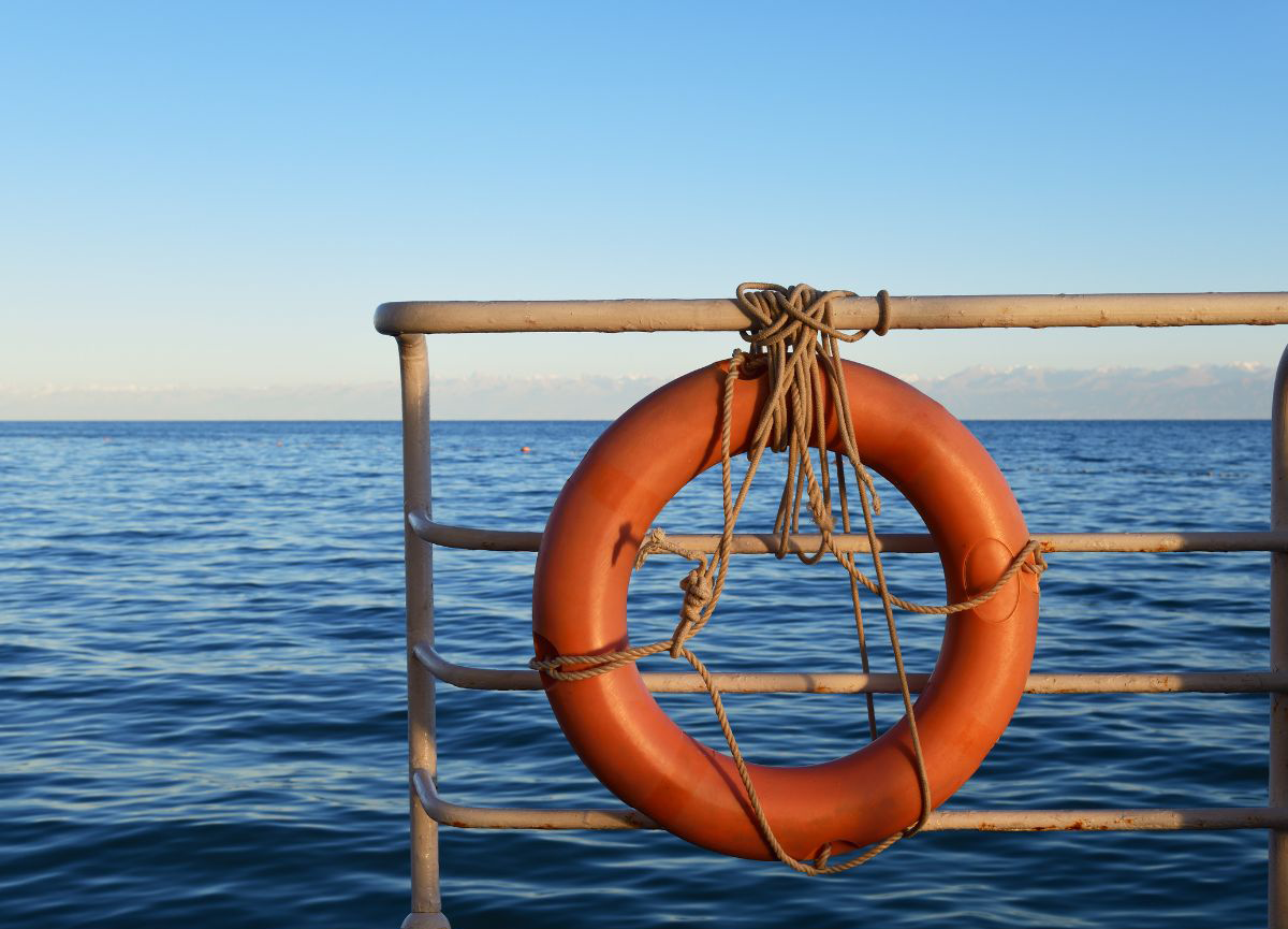 Image of floatation device in front of ocean